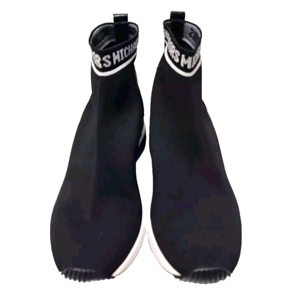 Michael Kors Skyler Stretch-Knit Sock Black/White Sneakers - Picture 3 of 11